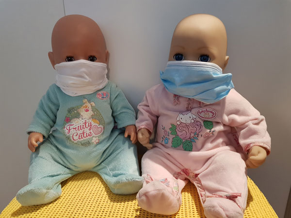 Annabel and Baby Born are wearing masks during coronavirus pandemic